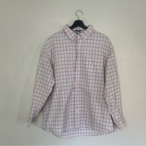 Old Navy Men’s Pink & Navy Plaid Shirt – XL, 100% Cotton